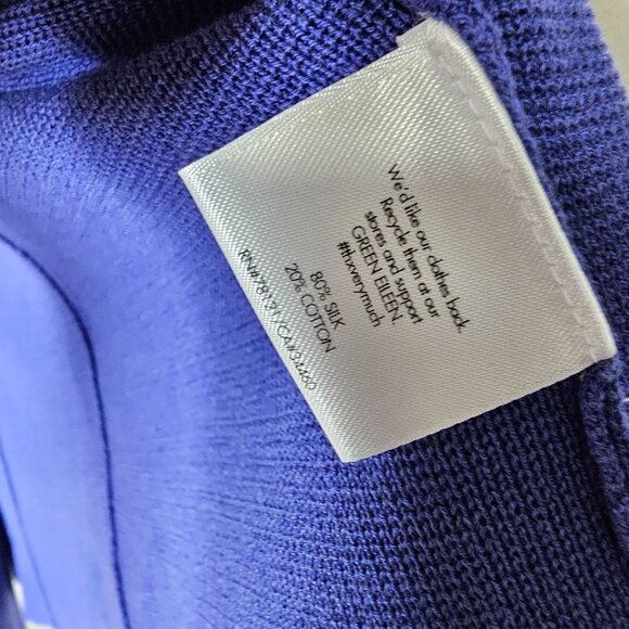 Eileen Fisher MP Open Cardigan Blue Silk Cotton Quiet Luxury Office Career - Picture 3 of 4